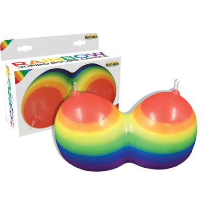 Rainbow Jumbow Boobie Candle