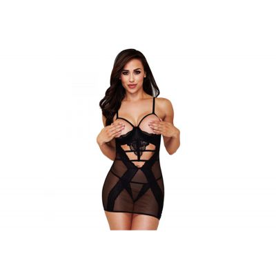 Baci 3146 2 Piece Lace Mesh Show Me Chemise Set