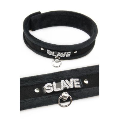 Love In Leather Sparkling SLAVE Furry Collar
