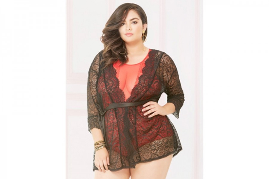 STM 10894X Enchanting Sheer Lace Robe Queen