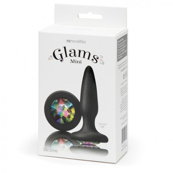 Glams Silicone Mini Butt Plug with Rainbow Crystal 3 Inch