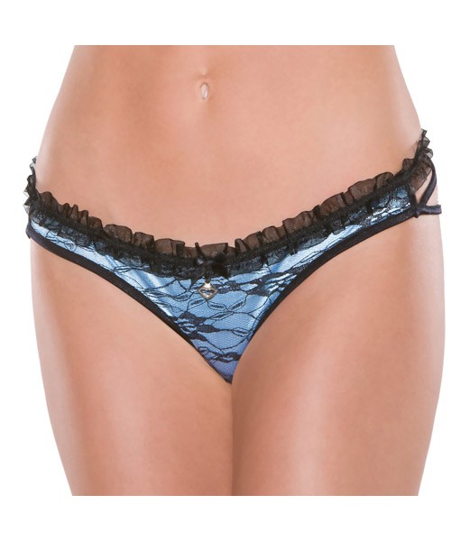 Blue lycra and black lace panty