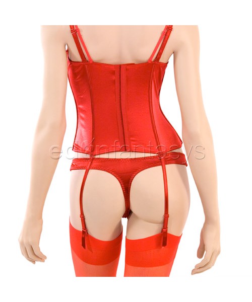 Red rose satin corset set