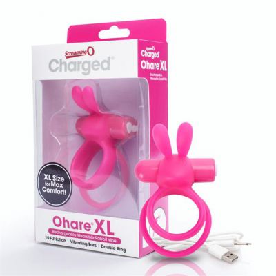 Charged Ohare XL Rechargeable Rabbit Vibe Cockring by Screaming O Pink