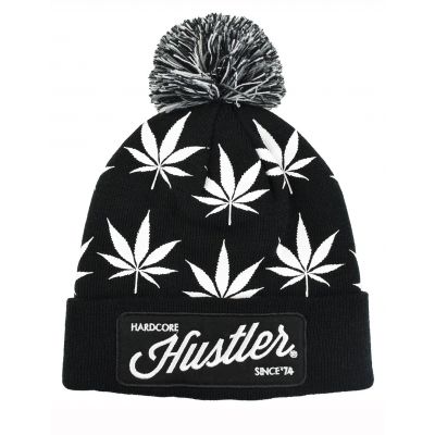 HUSTLER Weed Beanie with Pom