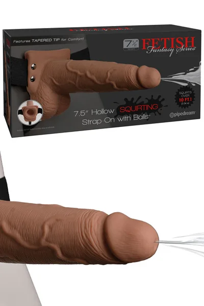 Pipedream 7" Hollow Squirting Strap On With Balls — image 6 of 6