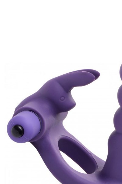 Frisky 6.5" Silicone Double Penetration Vibrating Rabbit Cock Ring
