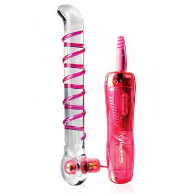 Icicles Glass G Spot Dildo No 4 with 10 Function Bullet
