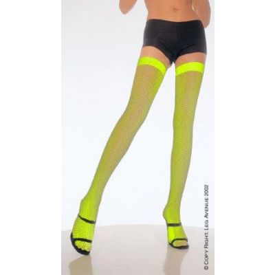 Leg Avenue Fishnet Thigh High Stockings Neon Green Fits Most