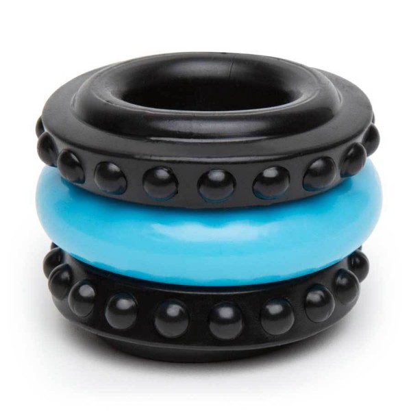 Control Pro Performance Beginners Dual Cock Ring Set by Sir Richards Black and Blue