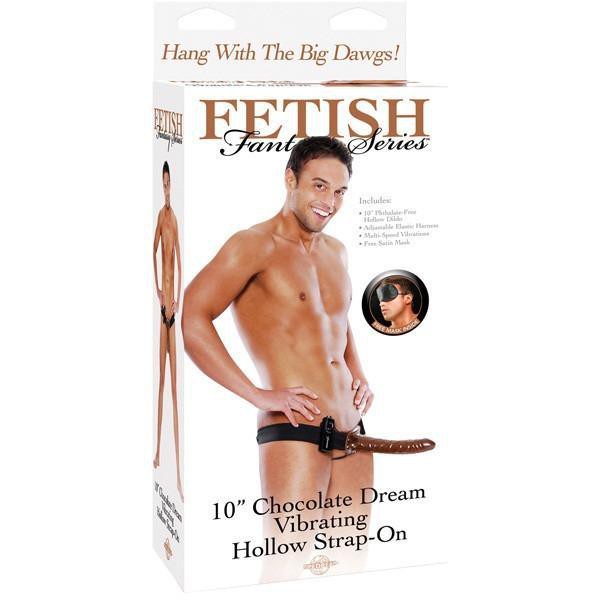 Fetish Fantasy 10" Chocolate Dream Vibrating Hollow Strap On
