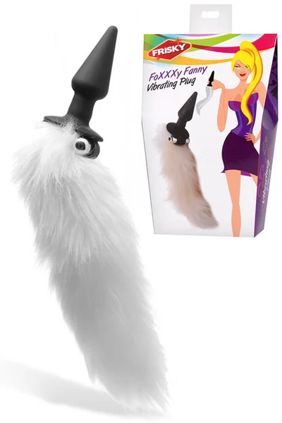 Frisky Vibrating 4" Anal Plug with White Tail — image 3 of 4