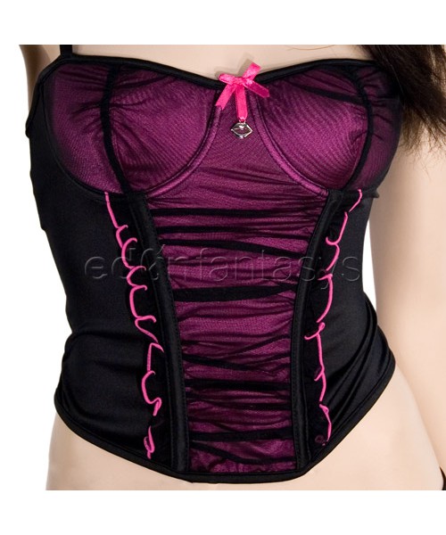 Mesh ruffled bustier with g-string