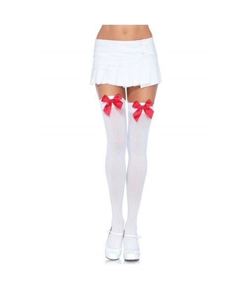 Leg Avenue Nylon Thigh Highs with Bow