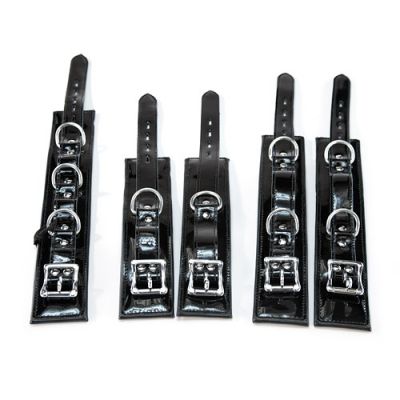 Patent leather wrist and ankle cuffs kit