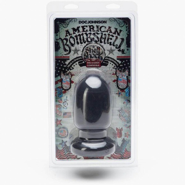 American Bombshell Shell Shocked Huge Round Butt Plug Gun Metal Grey