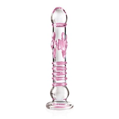 Icicles Rose Bump Swirl Duo Glass Dildo No 6