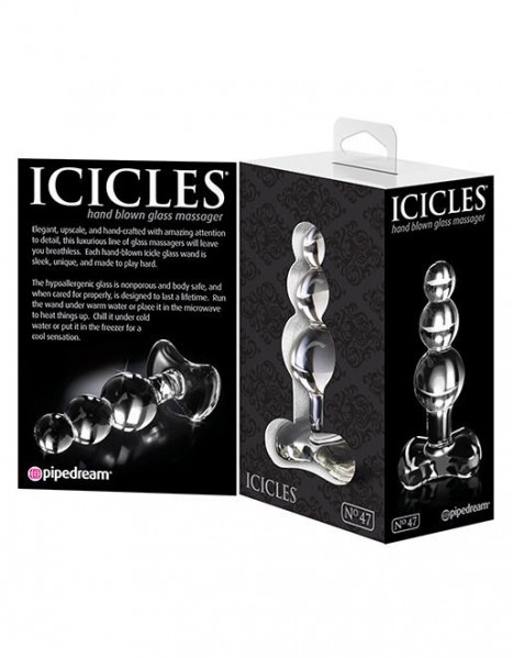 Icicles No 47 Beaded Glass Butt Plug with T-Bar Base