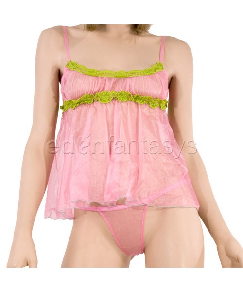 Sheer babydoll with contrast lace