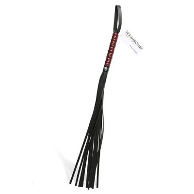 Sex Mischief Vegan Leather 30 Flogger with Wooden Handle