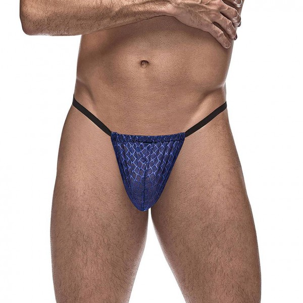 Male Power Blue Diamond Mesh Posing Pouch