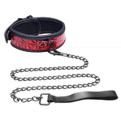 Crimson Tied Chained Collar With Leash