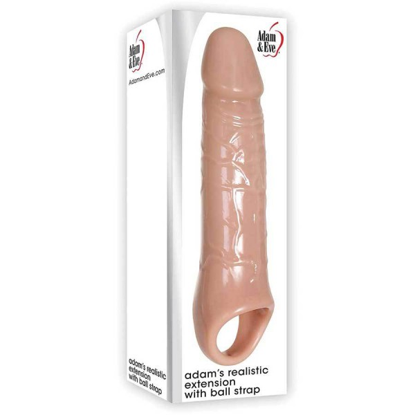 Adam and Eve 7 Inch Realistic Penis Extension Sleeve with Ball Strap