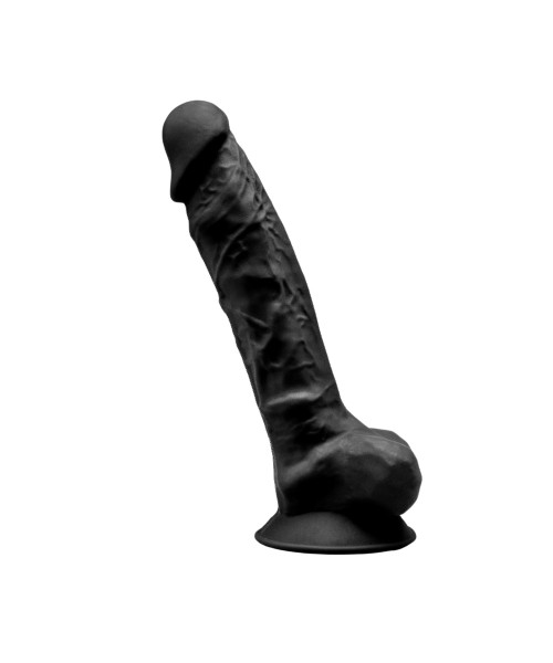 9 inch Realistic Silicone Dual Density Dildo with Suction Cup with Balls Black