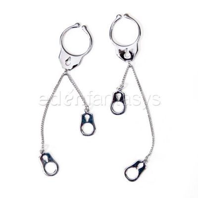 Silver handcuff nipple rings
