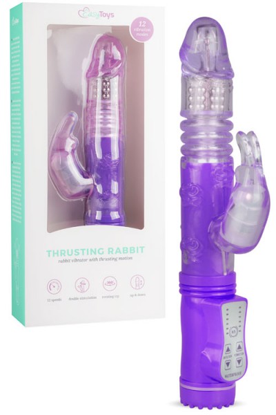 Easy Toys Thrusting & Rotating Beaded 9.8" Rabbit Vibrator