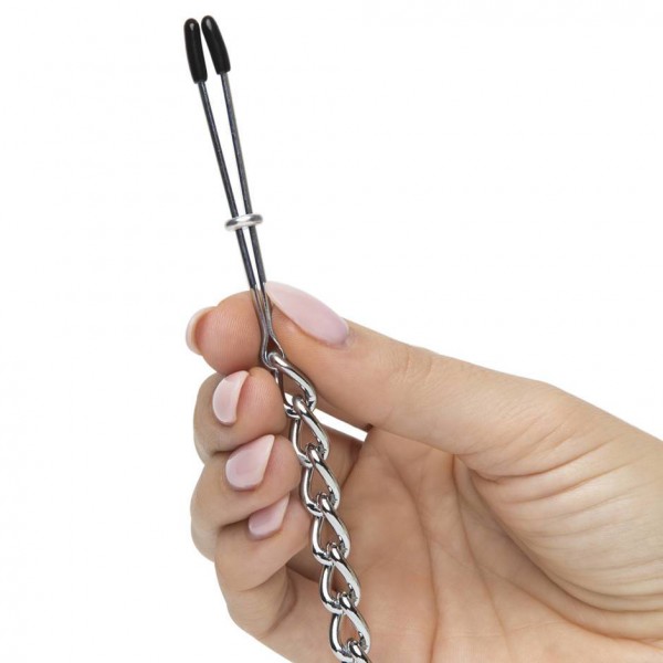 DOMINIX Deluxe Leather Collar with Nipple Clamps