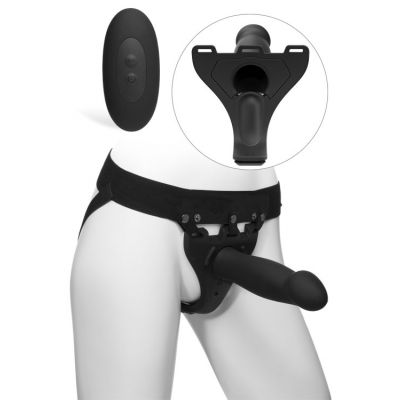 Doc Johnson Vibrating Hollow Silicone 8 Strap On with Remote