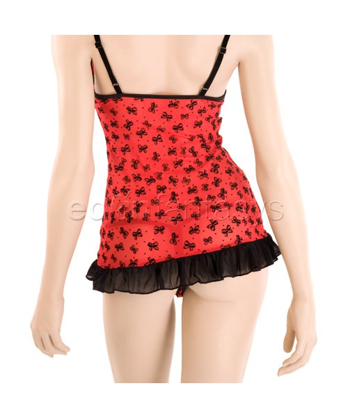 Bow mesh cami with g-string
