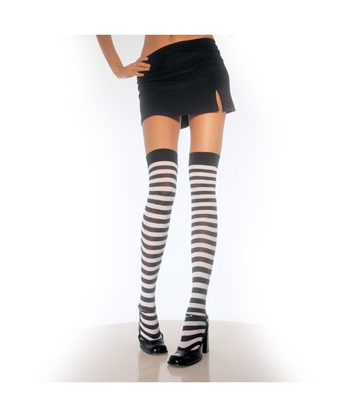Striped thigh high socks