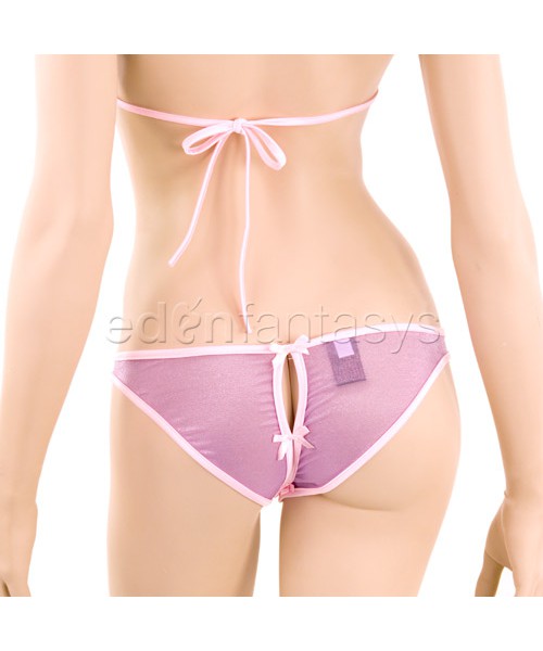 Peek-a-boo crotchless teddy