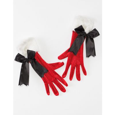 Coquette Velvet Santa Gloves