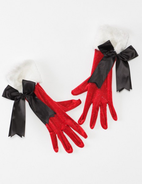 Coquette Velvet Santa Gloves