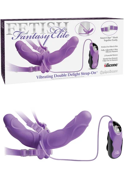 Pipedream Double Delight Vibrating 10” Strap-On Dildo — image 3 of 4