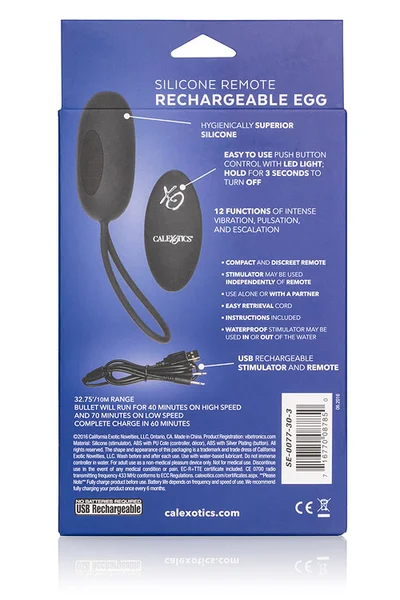California Exotic 2.75” Rechargeable Vibrating Silicone Egg with Remote — image 12 of 12