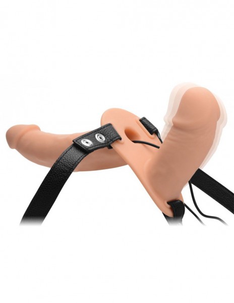 Strap U Power Pegger Silicone Vibrating Double Dildo with Harness — image 4 of 8