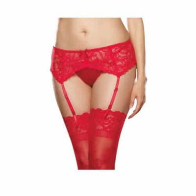 Dreamgirl Plus Size Red Stretch Lace Garter Belt