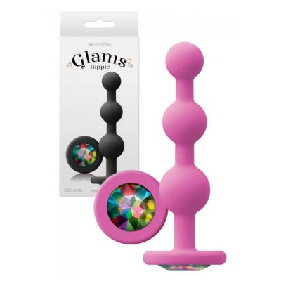 Glams Ripple Anal Beads with Rainbow Gem