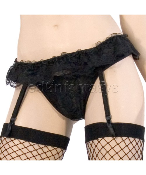 Lace overlayed satin bra and garter set