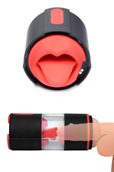 LoveBotz 8.5" Vibrating Masturbator with Flicking Tongue