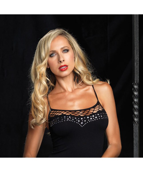 Rhinestone and stud diamond net dress — image 2 of 6