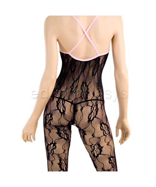 Rose lace crotchless bodystocking