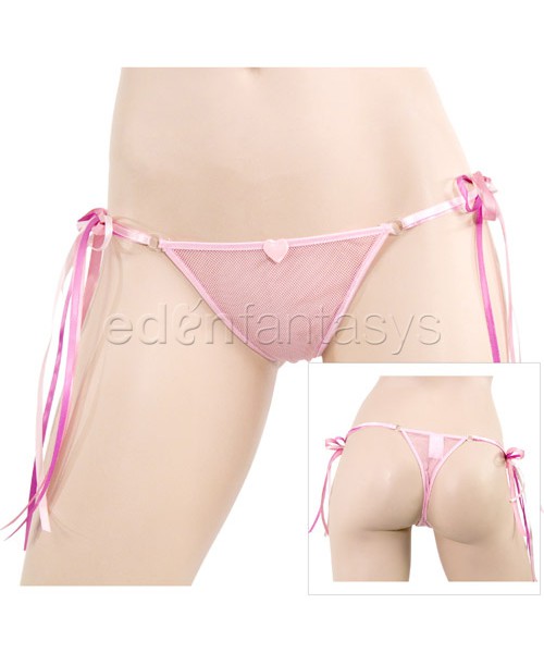 Ribbon tie mesh thong