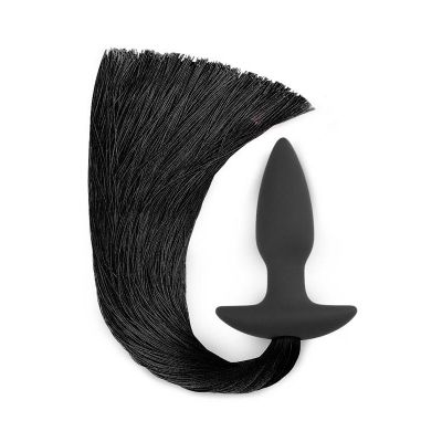 Lovetoy Silicone Anal Plug with Ponytail Black