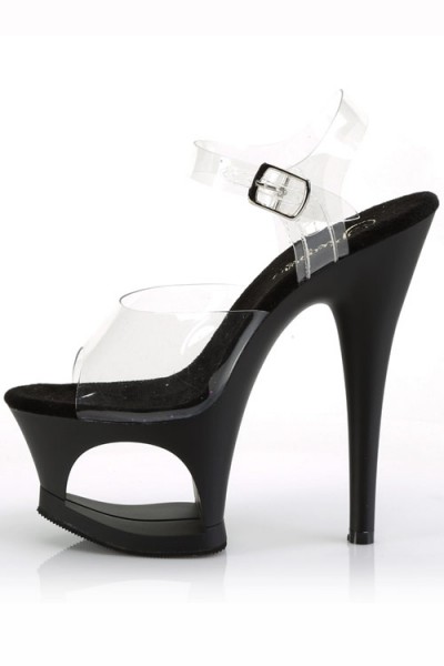 Pleaser Moon 7" Black Cut-Out Platform Sandal