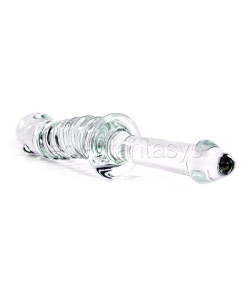 Plain spiral with handle glass dildo